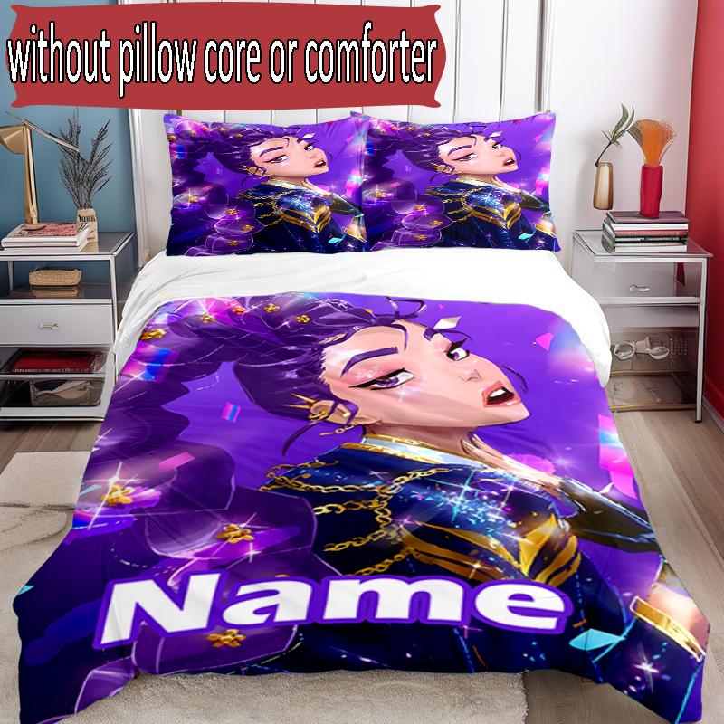 Set copripiumino 3 pezzi (1*Copripiumino + 2*Federe, Senza Nucleo), Set Biancheria da Letto Personalizzato con Nome KPop Cacciatori di Demoni, Decorazione Camera da Letto Casa Regalo