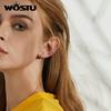 WOSTU Authentic 925 Sterling Silver Moon & Star Earrings Classic Zircon Smart Earrings For Women
