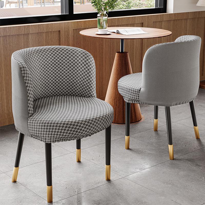 Ice Silk Semi-Circular Chair Cover Short Back Dining Chair Cover Curved Chair Protector for Kitchen Hotel Elastic Seat Cover New 2119₽