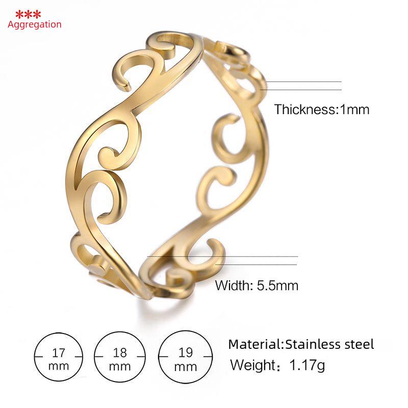 Trendy Japanese & Korean Hollow Vine Titanium Steel Ring for Women