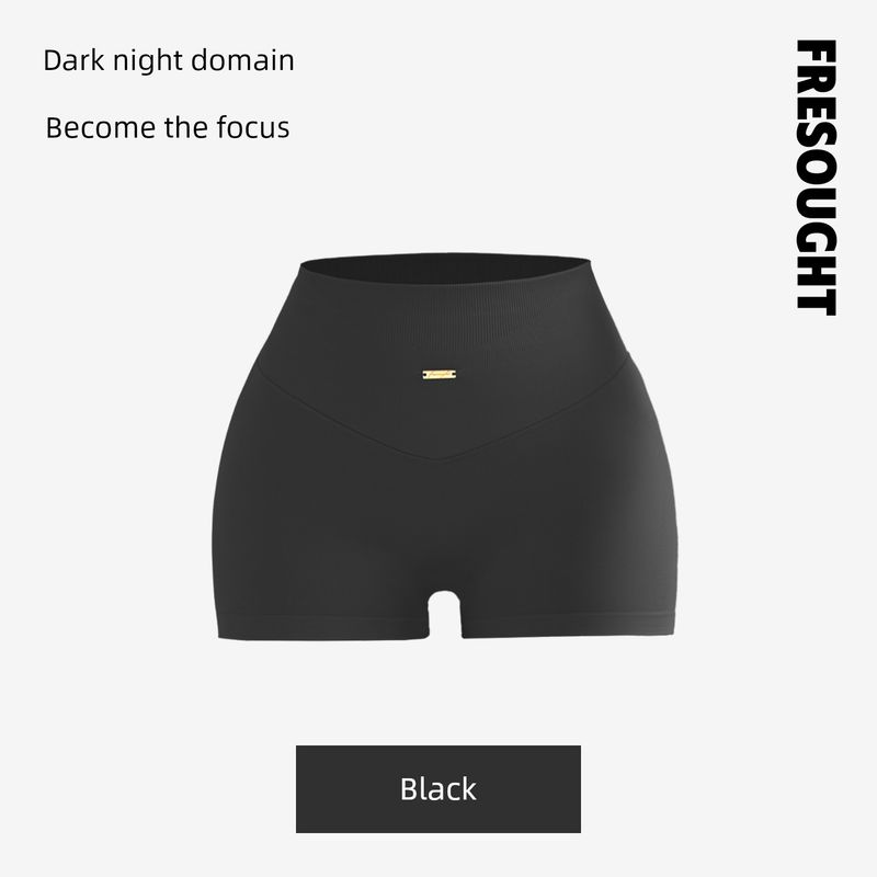 Fresought Want to Be Free Sports and Fitness Shorts Women s Summer European and American Bright Color Three-Point Hip Lifting High Elastic Tights Black S