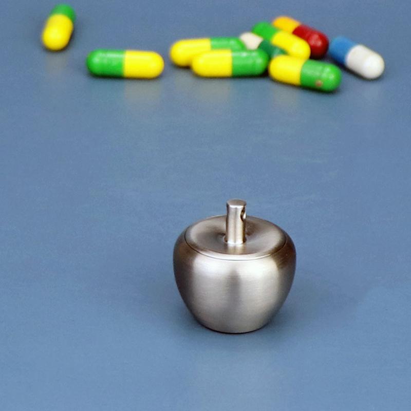 

Apple Shape Aluminum Pill Box with Seal Medicine Organizer Keychain Waterproof Outdoor Pocket Holder Container