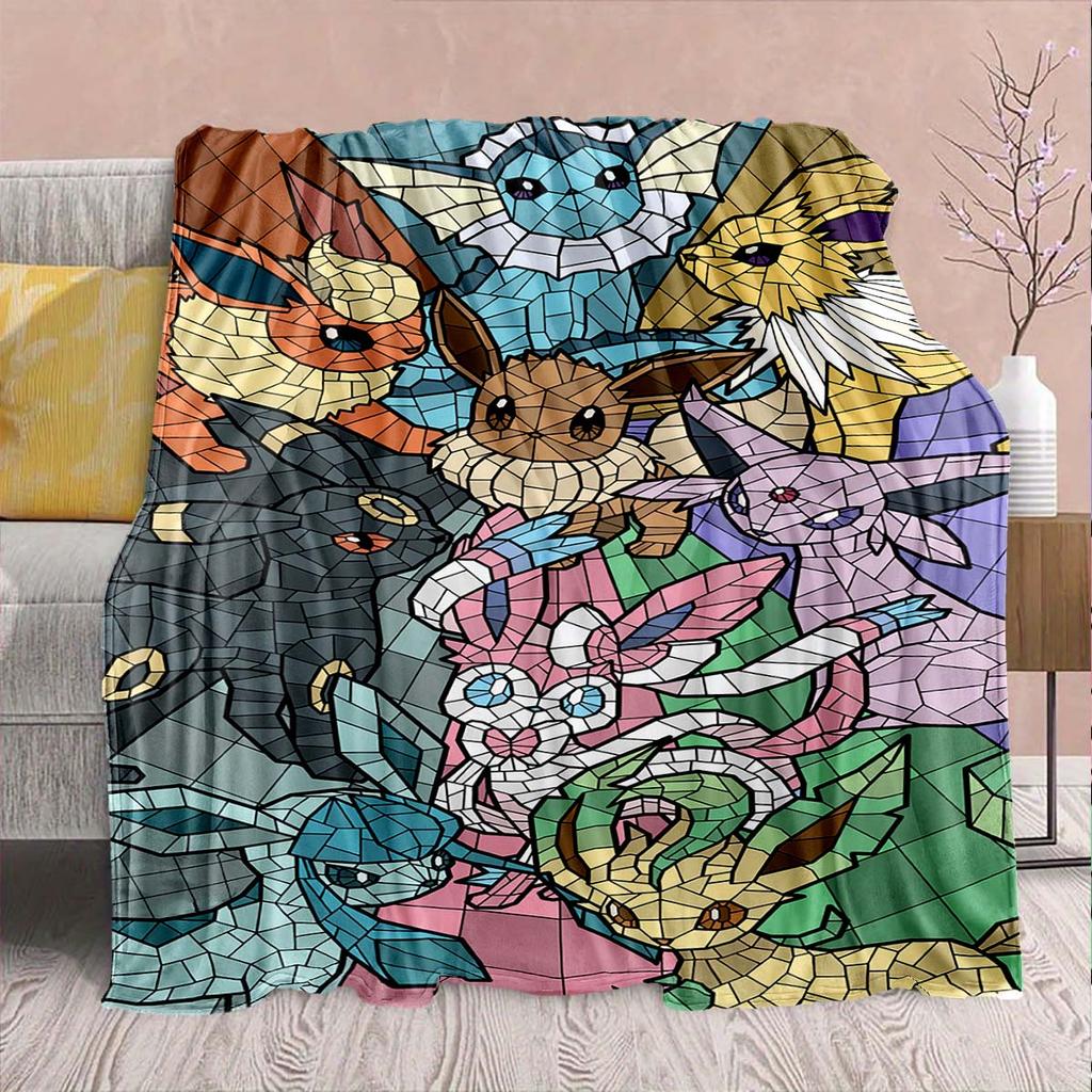 Pokémon Anime Flannel Blanket - Soft Warm Perfect for Sofa, Bedding Camping Travel Office Home Decor -QJY