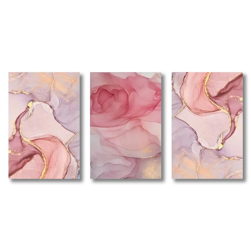 3pcs Modern Poster Abstract Pink Marble Canvas Posters Wall Art for Living Room Decoration Luxury Poster and Print Ideal Gift