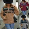 Women's Fleece Half Zip Sweatshirt, Oversized Stand Collar Long Sleeve Printed Pullover with Pocket, Autumn Winter Casual European American Streetwear