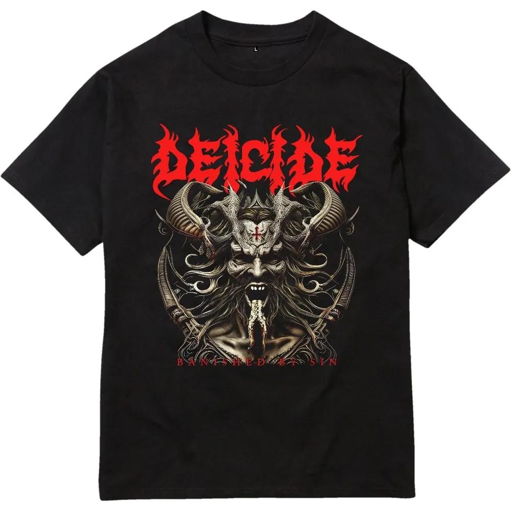 Unisex Short Sleeve Crew Neck Cotton T Shirt Metal Deicide Music L