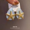 European and American silver needles dripping oil starfish water drop earrings vacation style temperament earrings light luxury high-end earrings