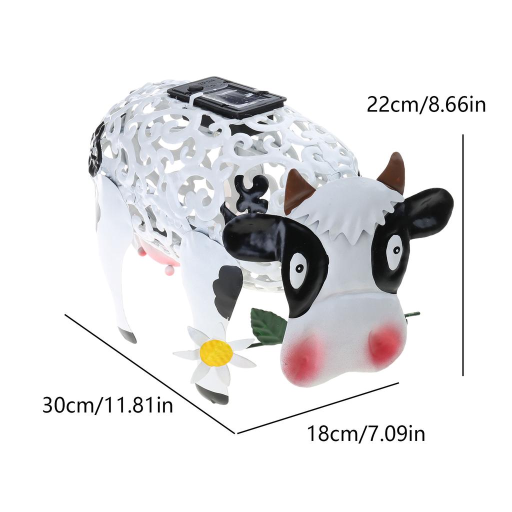 Cow Statue Solar Light LED Light Garden Statue Decorations Solar Ornaments Animal Light Waterproof Outdoor Yard