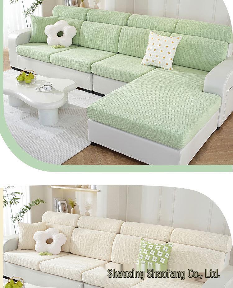 Universal Non-Slip Stretch Sofa Cover - Solid Color, All-Season Full Wrap Cushion Protector