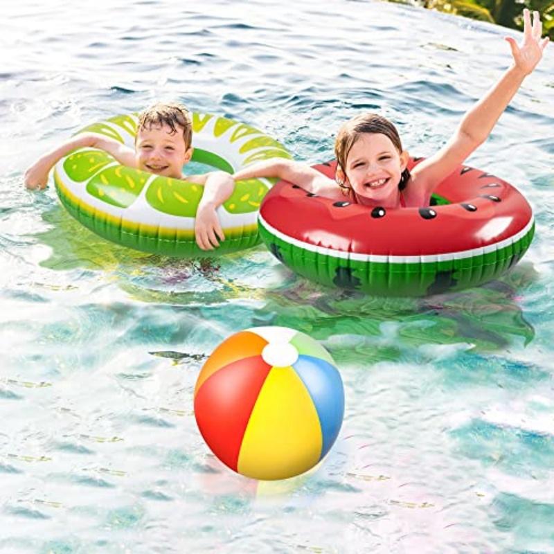 Fruit Pool Float, Watermelon Kiwi Orange Lemon Swim Ring, Beach Ball - Inflatable Tube Floating Water Toys