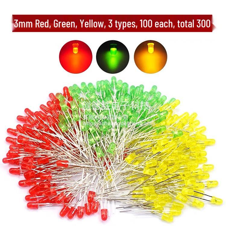 3mm & 5mm LED Light Bulb Pack - Red, Green, Yellow, Blue, White Luminous Diode Components