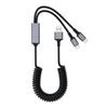 100W Super Fast Charging 2-in-1 Retractable USB-C & Type-C Coiled Data Cable 90-Degree Angled Design TPU Material for IPhone17
