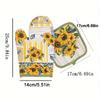 2pcs Sunflower Printed Kitchen Gloves with Comfortable Pad Design for Cooking, Baking, Gardening, and Outdoor Activities