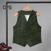 Men Corduroy Vest Coat V-neck Sleeveless Single Breasted Buttons Waistcoat with Pockets Solid Color Vest Jacket