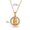 Virgin Mary Pendant With Diamonds Necklace For Women Gold Color Medal Charm Stainless Steel Religious Punk Jewelry Easter Gift