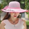 Cappello da Sole da Donna in Paglia a Rete con Ampia Visiera Protezione UV Estivo Cappello da Spiaggia Pieghevole Leggero Cappello da Viaggio con Mentoniera