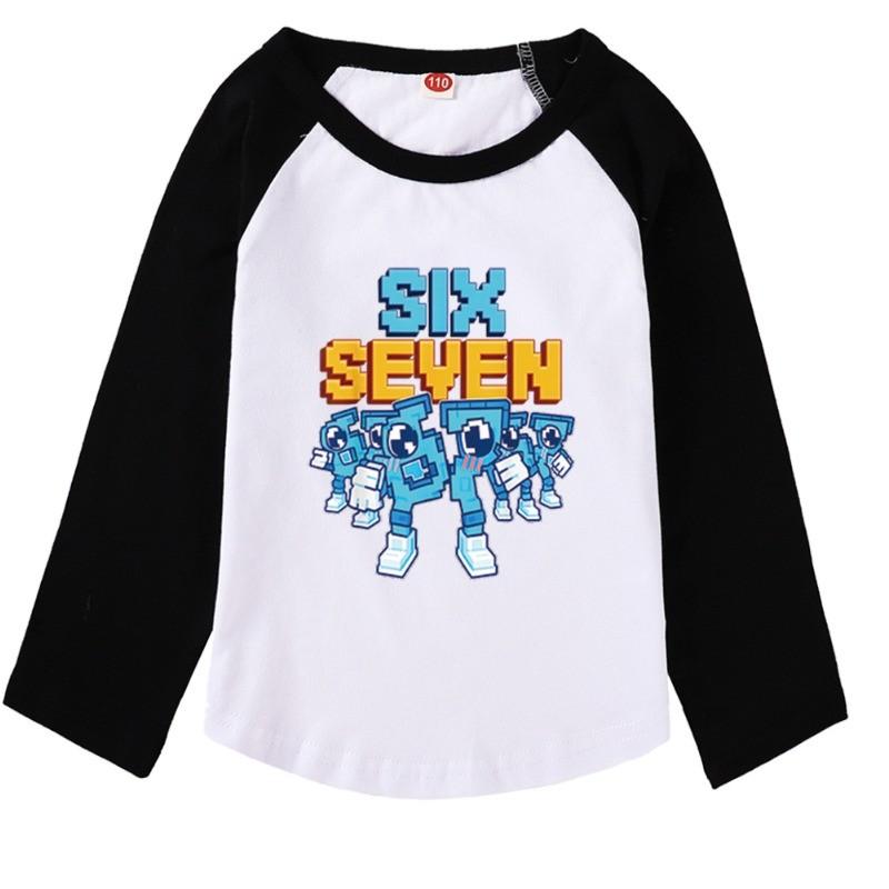 9193 Copii Fete Steal a Brainrot 67 Șase Șapte Imprimeu Raglan Mâneci Lungi Bumbac Tricou