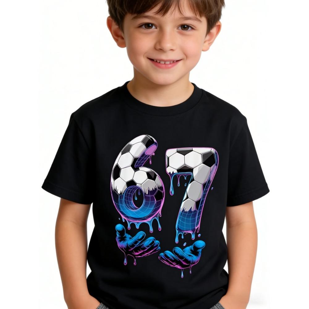 

Boys and girls T-shirts for spring and summer, comfortable and casual round neck, breathable, casual style printed pattern 160