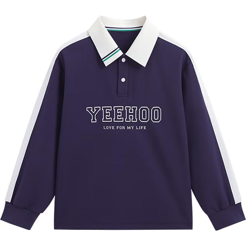 YEEHOO Boys' Quick-Dry Anti-Bacterial Long Sleeve Polo T-Shirt