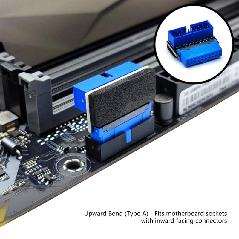 USB Front Panel Sockets Adapter, USB3.2 19Pin/20Pin To Motherboards Sockets Connection 90 degree Turnable Adapter