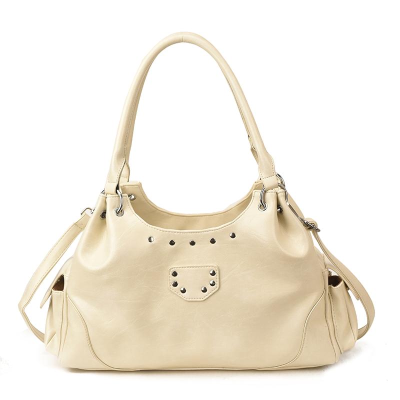 Faux Leather Hobo Bag Women Fashion Shoulder Bag With Stud Detail Soft Texture Handbag Everyday Use
