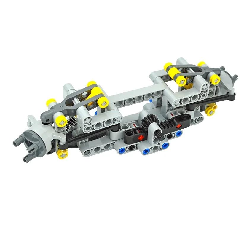 MOC High-Tech Drive Car Front Back Suspension Steering System Differential Kit Compatible Servo Motor Building Block Toy Brick