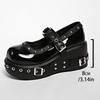 Fashion Punk Platform Mary Jane Shoe for Women Black Patent Leather Wedge Heel Loafers Woman Thick Sole Rivet Buckle Gothic Lolita Shoes