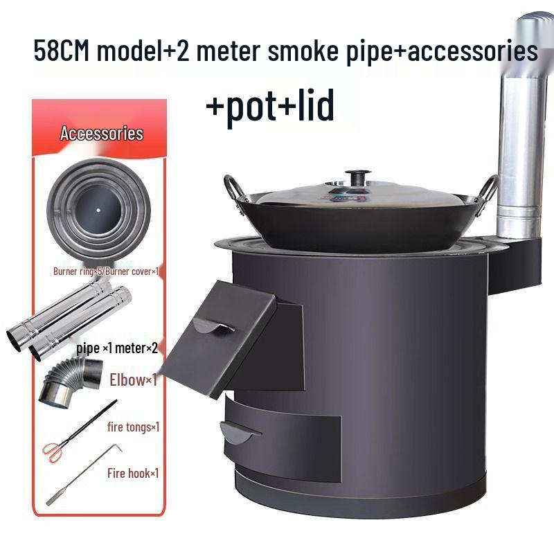 Φορητή Σόμπα Ξύλων Σιδήρου Χωρίς Καπνό: Εσωτερική & Εξωτερική Ενεργειακά Αποδοτική Ξυλόσομπα με Μεγάλο Τραπέζι για Κατσαρόλα