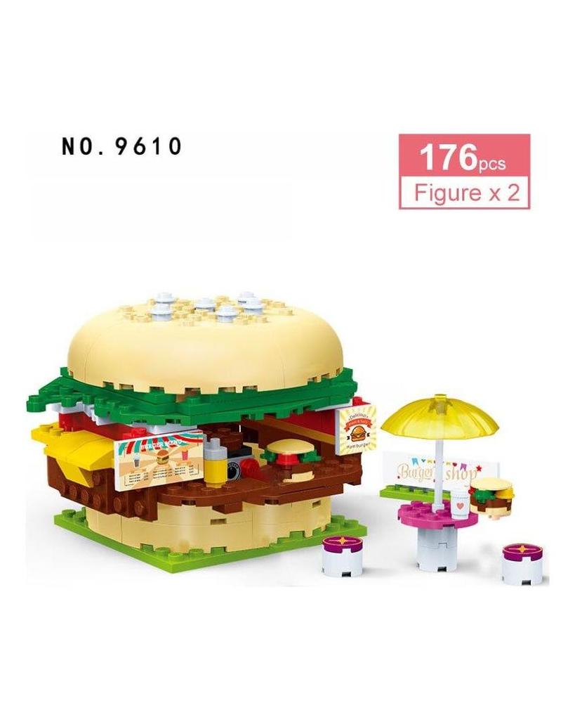 176PCS City Girls Compatible Friends Amusement Park Burger Shop Snack Booth Assembled Building Blocks Bricks Children Toys Gifts