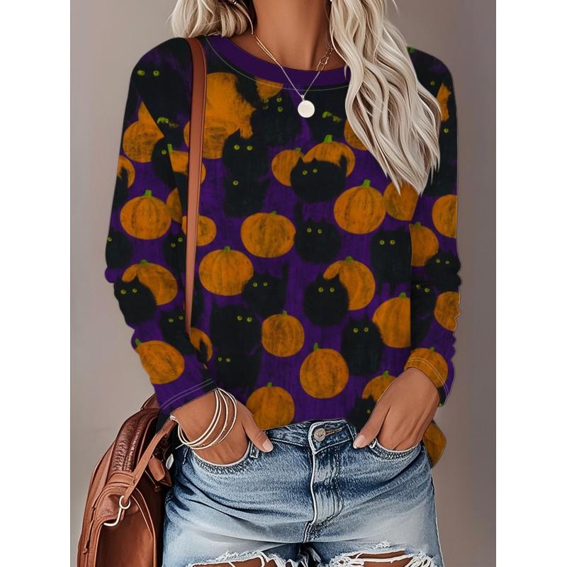 Womens Long Sleeve Crew Neck T-Shirt With 3D Flamingo Print Soft Milk Silk Fabric Loose Fit Casual 2025