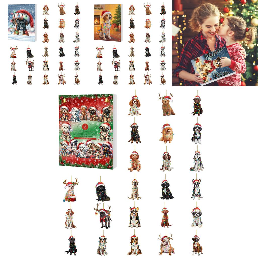 Christmas Pet Dog Advent Calendar Blind Box With Acrylic Decorations For Holiday Gift Giving