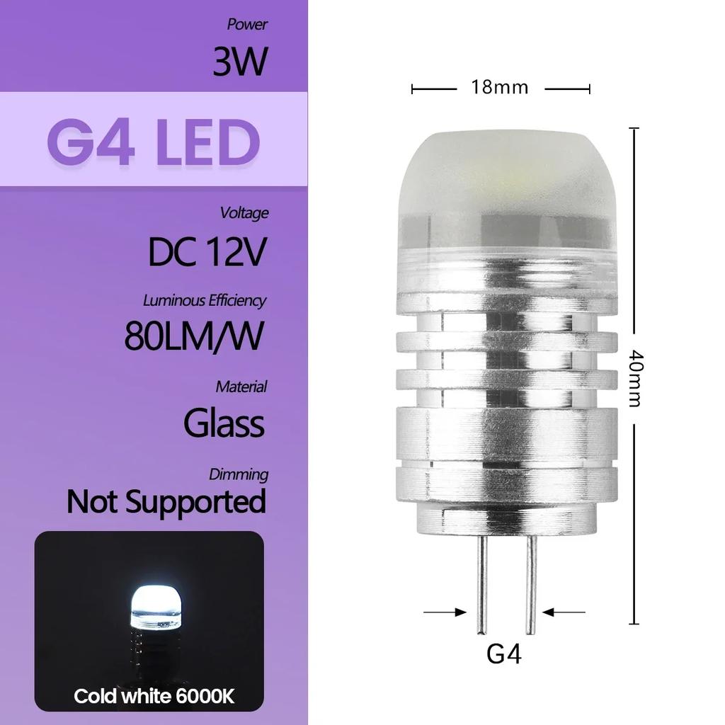 High Light LED MINI G4 AC DC 12V 24V Low Power 1.2W 1.4W 1.5W 2W 3W Efficiency Strobe Free for Crystal Chandelier Kitchen Toilet