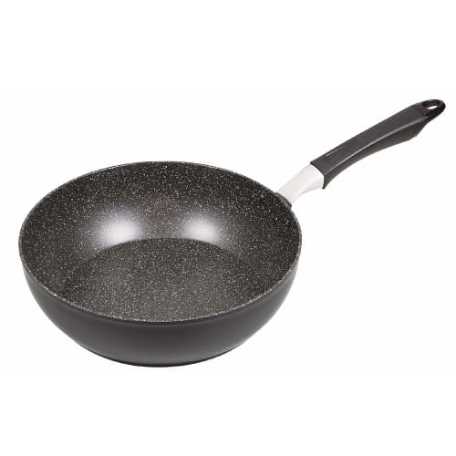 Pearl Metal Frying Pan, Black, 28cm, Induction Compatible, Deep, Mega Marble, HB-4373