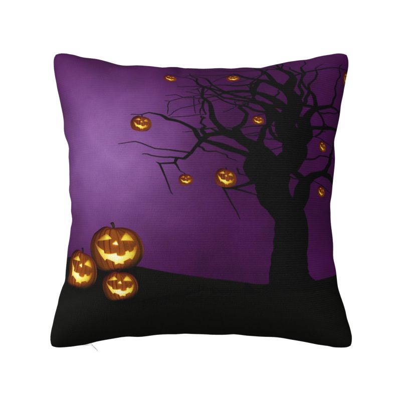 Custom Halloween Pumpkin Witch Skull Pattern Pillowcase Luxury Cushion Cover Car Pillowcase