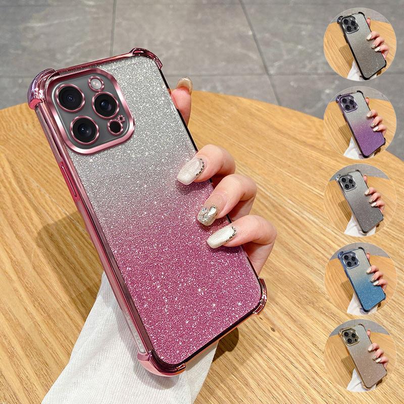 Glitter Gradient TPU Soft Case For iPhone 17 16 15 14 13 12 11 Pro Max Air 16e 17e 7 8 Plus X XS XR Sparkle Cover