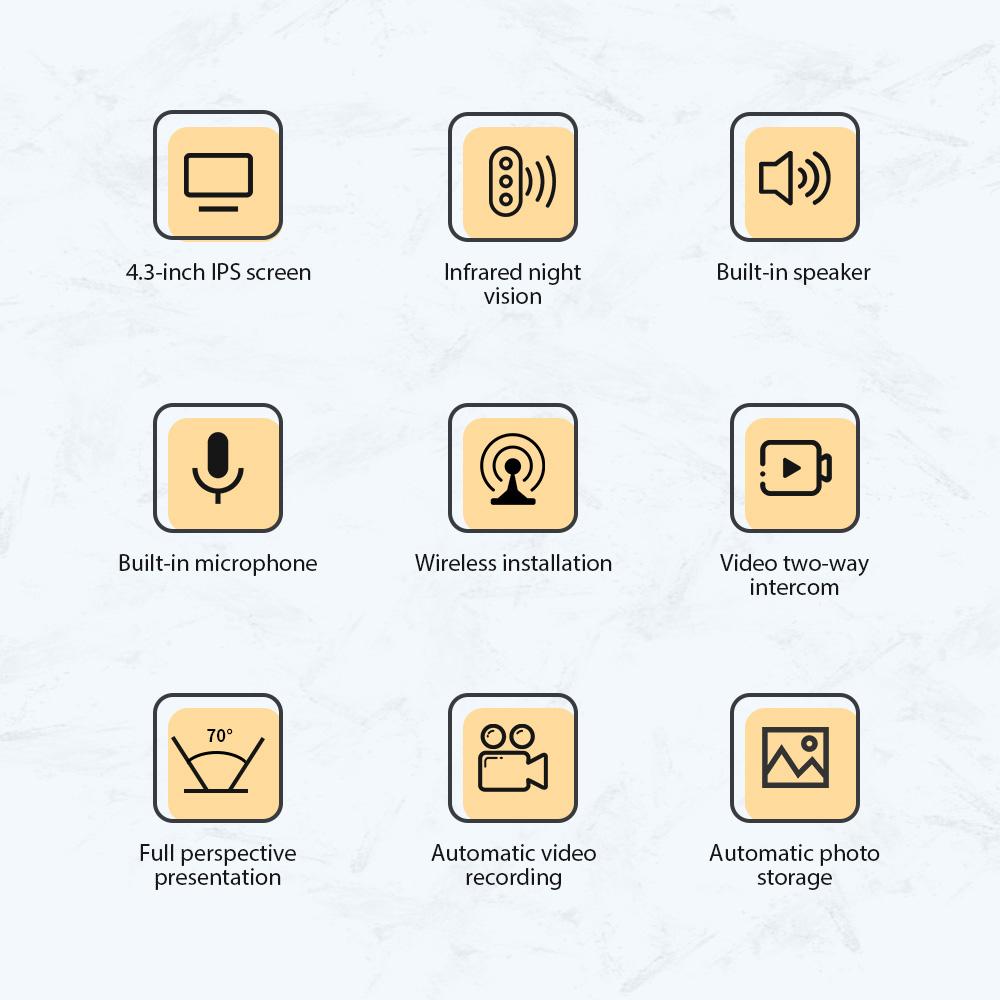 Campanello citofono visivo wireless con schermo IPS da 4,3 pollici 2.4G con schermo, wireless intelligente