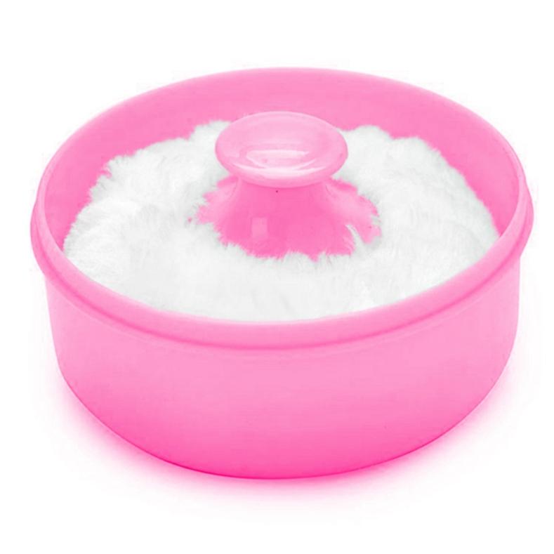 Soft Baby Facial Body Cosmetic Puff After-Bath Empty Body Powder Container Case With Bath Powder Puffs