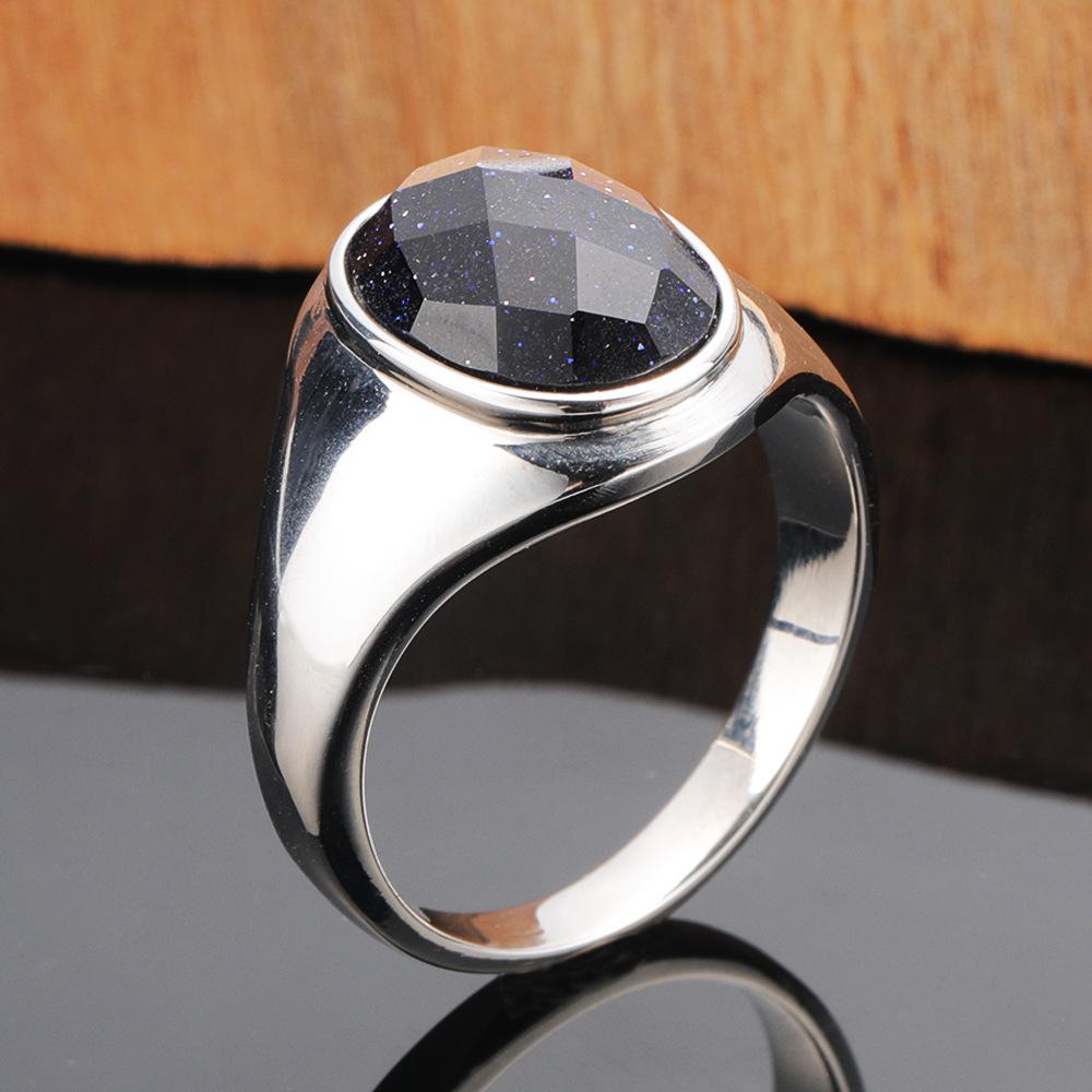 Men s Trendy Purple Gold Sand Black Agate Titanium Steel Ring Size 13