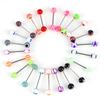 20/50/100Pcs Tongue Bars Surgical Steel Barbell Rings Ball Body Piercing Jewelry