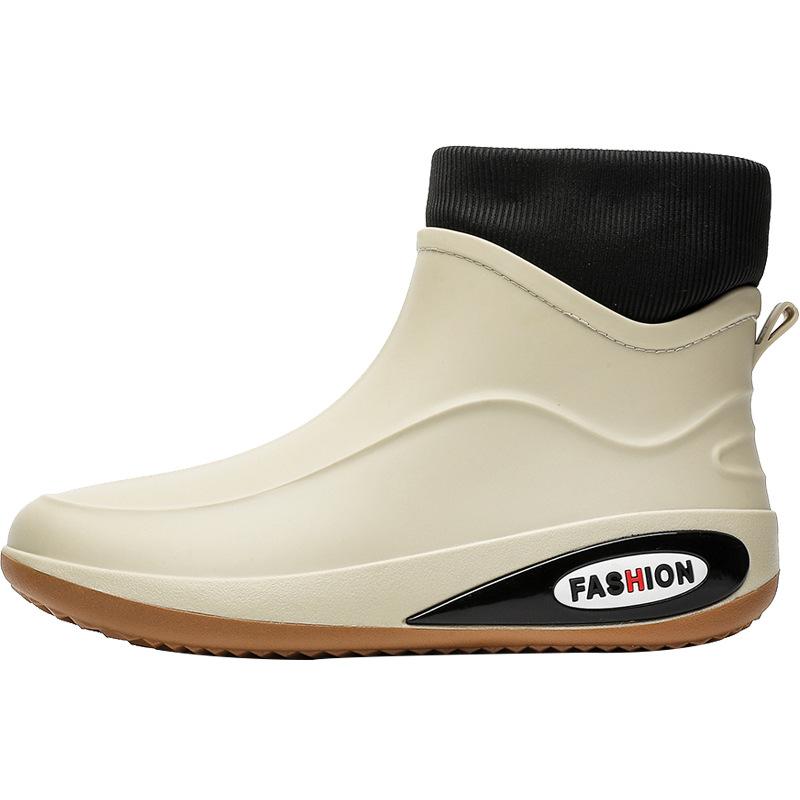 Męskie buty przeciwdeszczowe krótkie antypoślizgowe wodoodporne buty modne buty przeciwdeszczowe aksamitne termo gumowe buty robocze krótkie buty wodne odporne na zużycie
