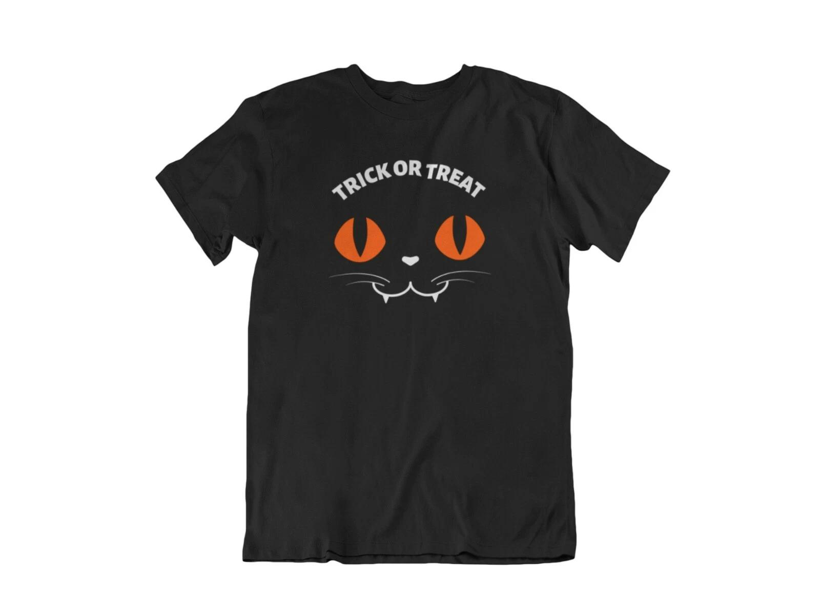 Trick Or Treat T Shirt Halloween Shirt Cat Tee Costume Cat Lover Gift S