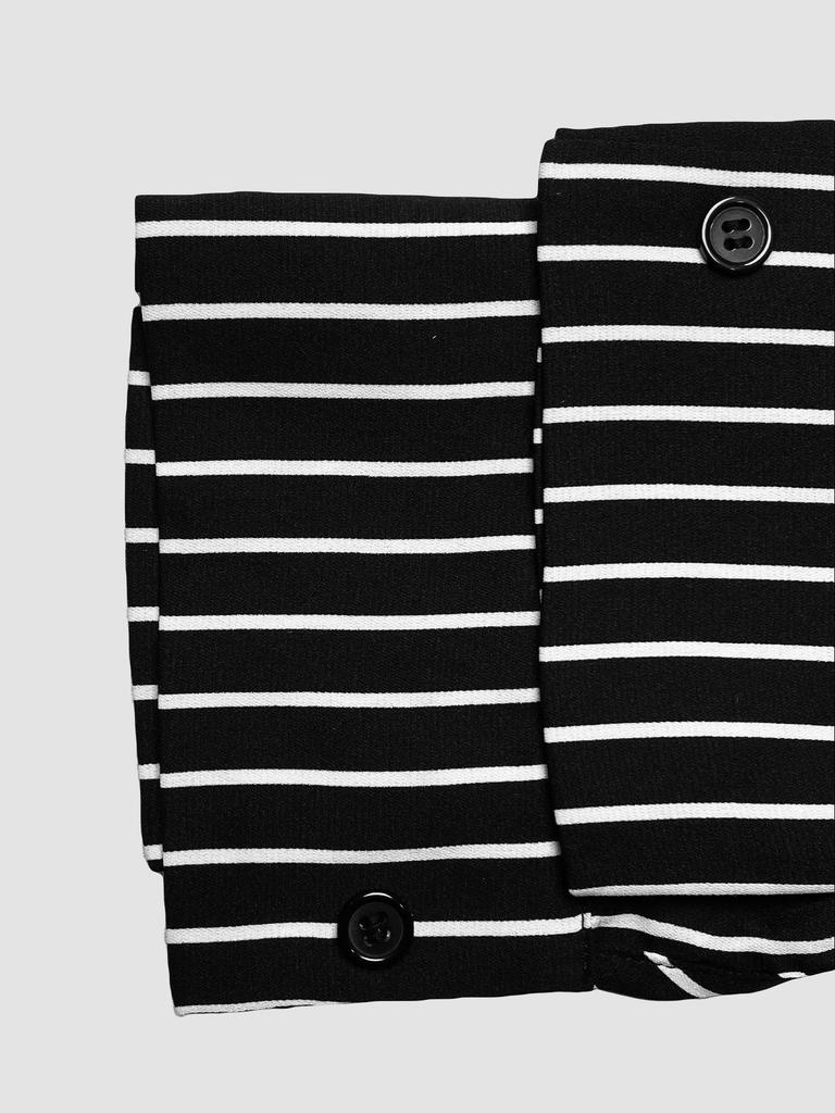 Women's Striped Slit Tie-Waist Long-Sleeve Shirt