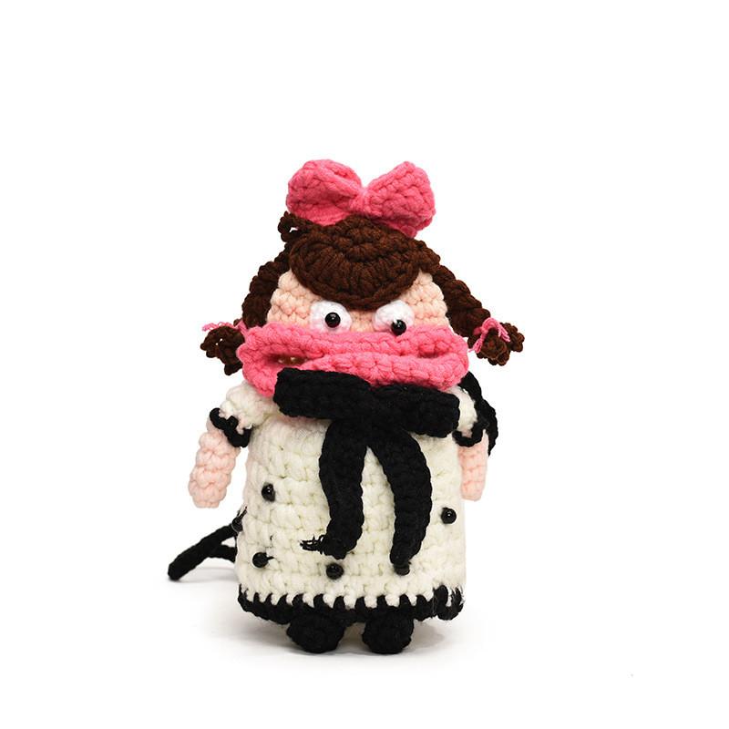 Cute Cartoon Sausage Mouth Polka Dot Doll Shoulder Bag For Kids Stylish And Fun