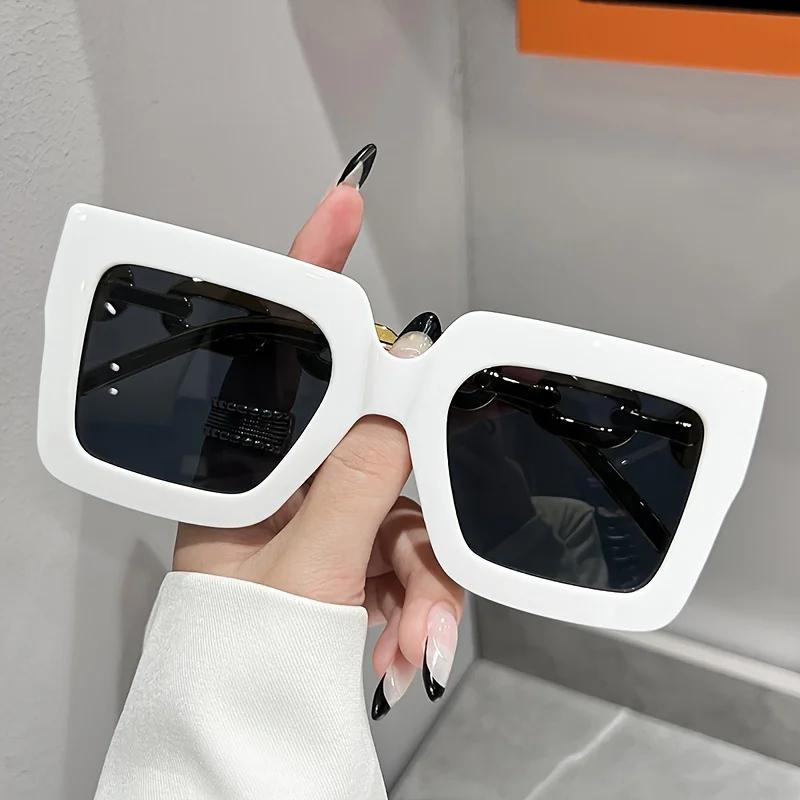 Luxuriöse quadratische Modebrille für Damen, lässige Bonbonfarbe, Blendschutz, Sonnenbrille für Strandparty, Reise
