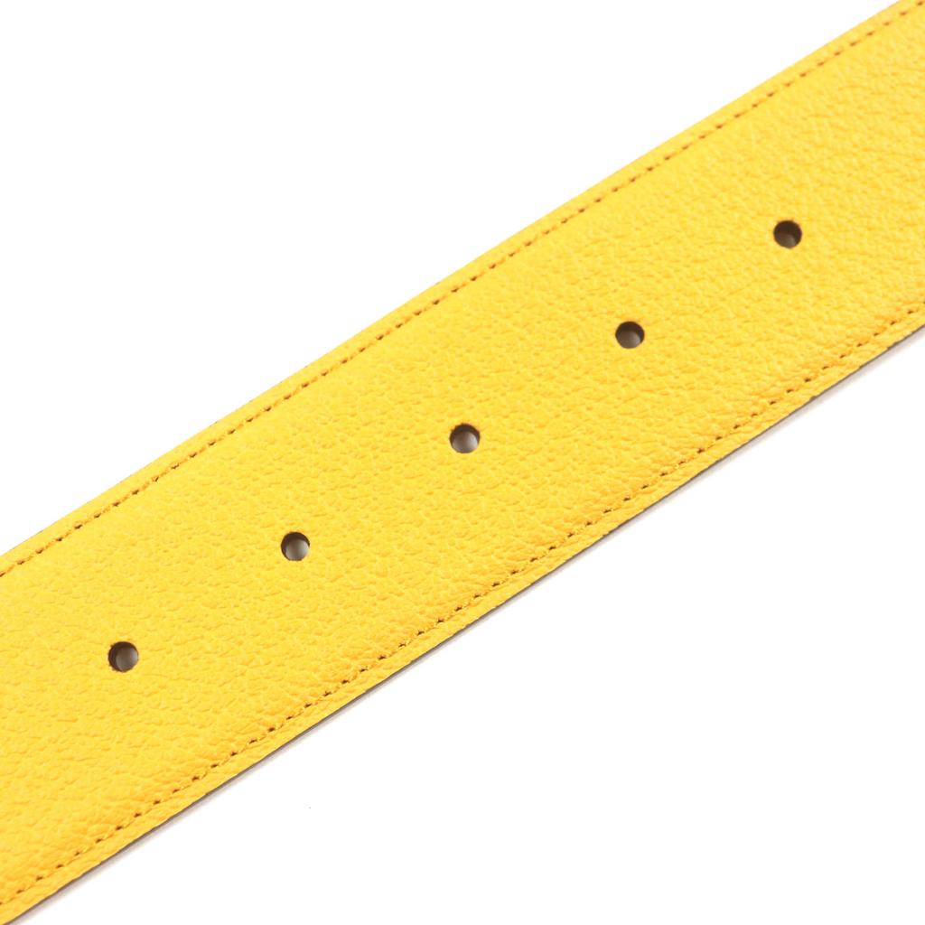 Excellent GUCCI Belt G Logo Buckle Leather Yellow Blue Leather Mens 709954 Used