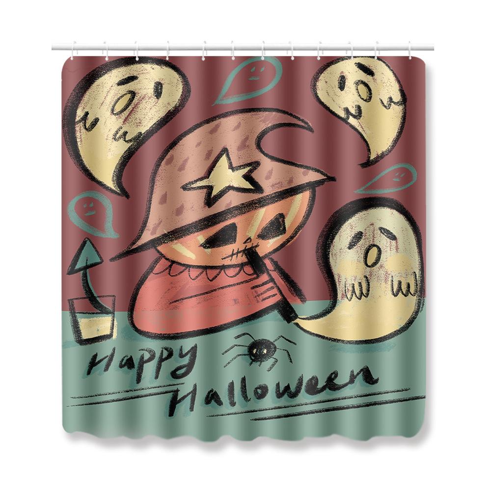 Halloween Bathroom Four-Piece Combination Set Bedroom Non-Slip Carpet Floor Mat Door Mat