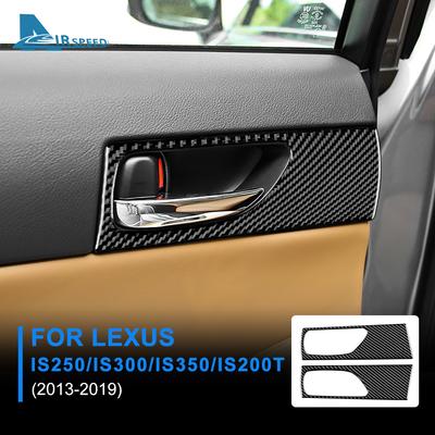 Naklejka z prawdziwego włókna węglowego dla Lexus IS250 300 350 200T 2013-klamka tylnej klapy osłona ramy wykończenie wnętrza RHD