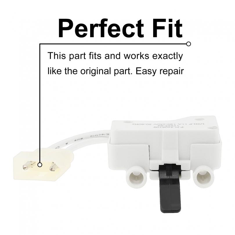 4pcs White Washing Machine Door Switch 3406109  Fit for Whirlpool / Kenmore, Precise Replaceable Door Switch