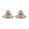 Vivienne Westwood Ismene Saturn Crystal Brass Earrings Unisex Earrings Green Silver 6201034M-02P427