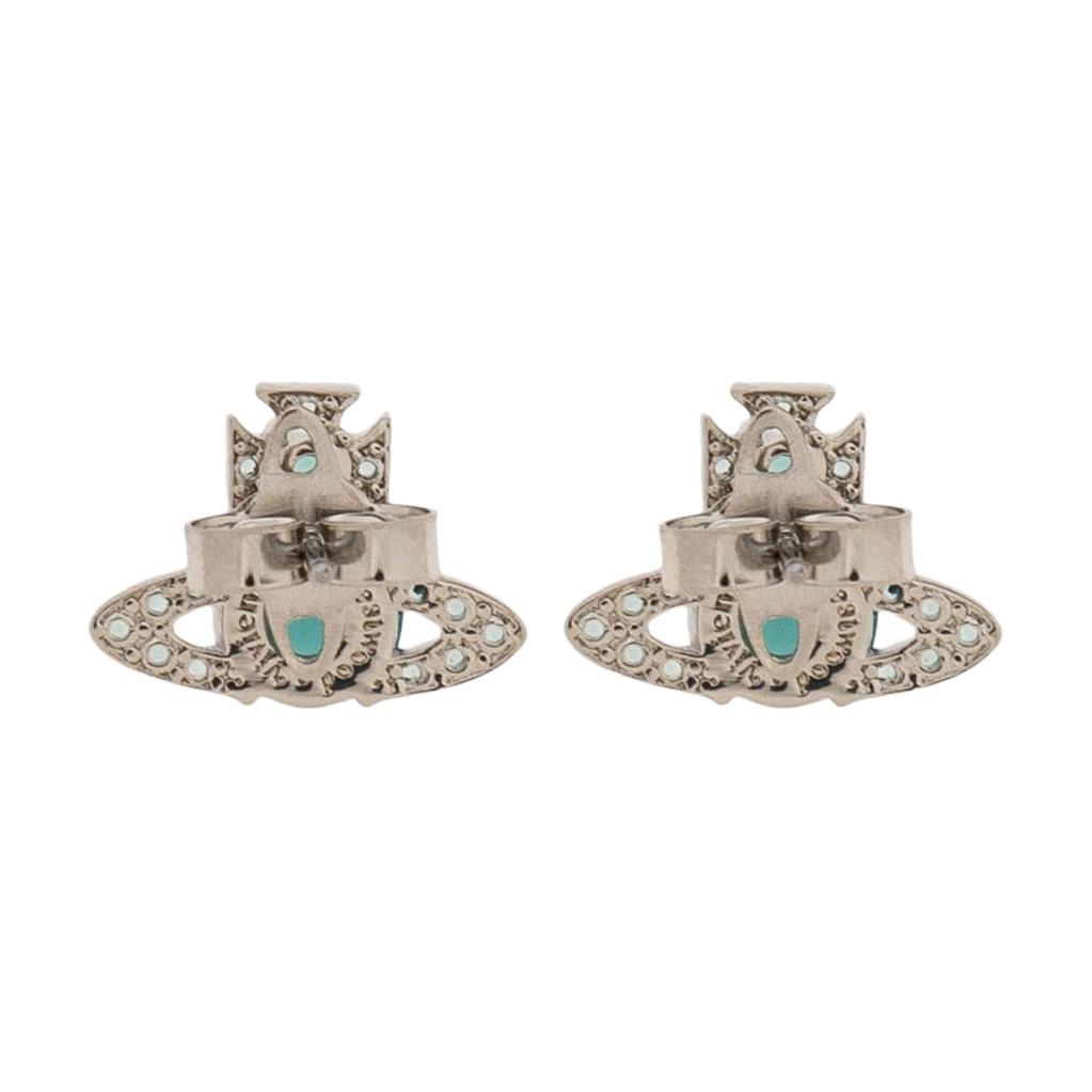 Vivienne Westwood Ismene Saturn Crystal Brass Earrings Unisex Earrings Green Silver 6201034M-02P427